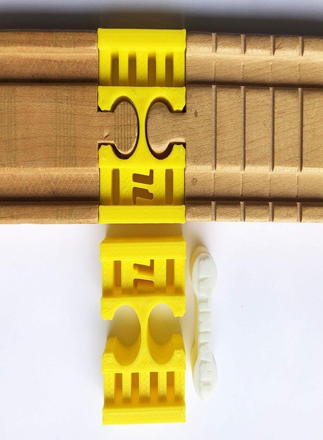 TrainLab Female-Female Track Connector for Wooden Railway Train Tracks. Includes a Glow-in-The-Dark Dog Bone! (Yellow) - Image 2